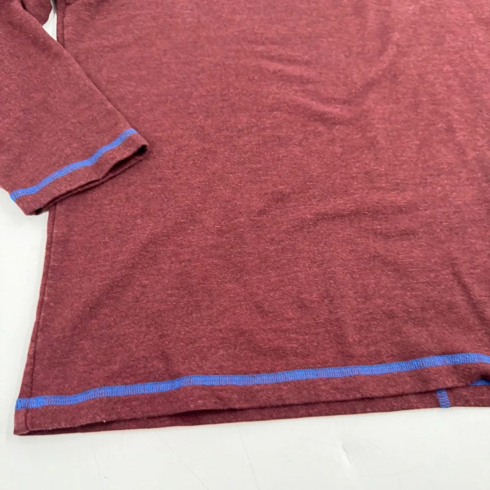 Agave American Made Mens XL Quarter Zip Pullover Burgundy Blue Stitching‎